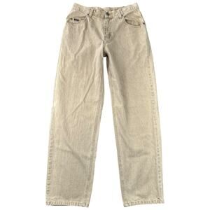 Vintage Lee Khaki Jeans Tan Straight Leg High Rise 100% Cotton 90s Y2K - 10/28
